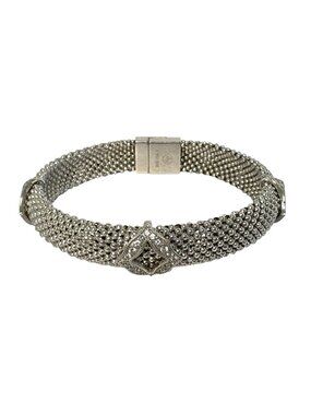 .925 Silver Mesh Diamond-Accented Bracelet With Magnetic Clasp